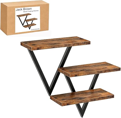 Jack Brown 3-Tier V-Frame Wall Shelf, Brown