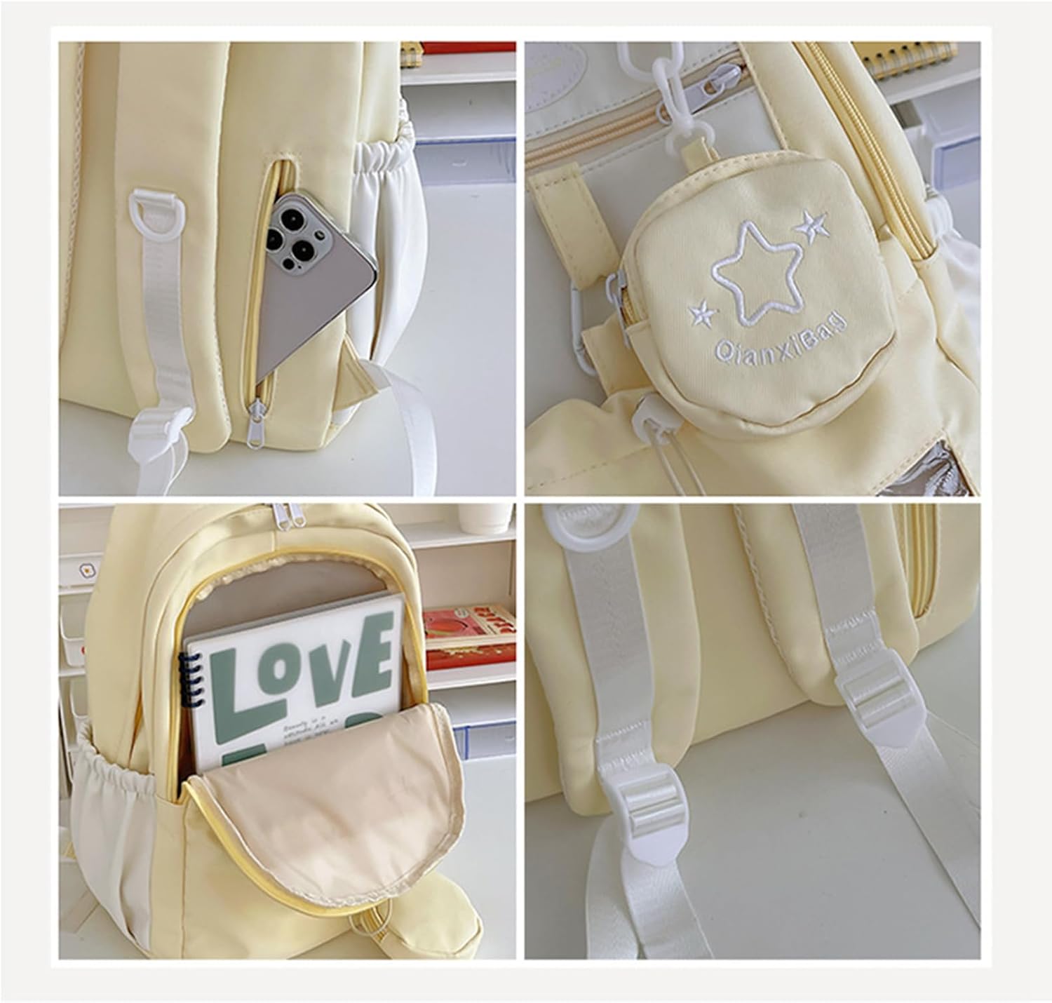 Cute Backpack, Travel Double Shoulder Bag, Laptop Backpack for 16” with Large Capacity Adjustable Straps (Yellow) - Image 8