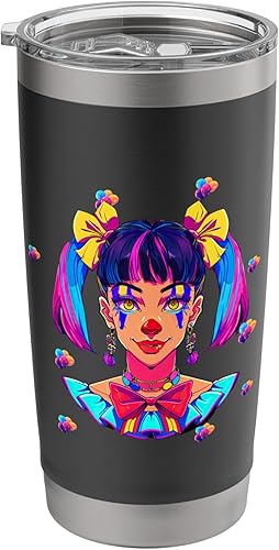 Miniatura 1 de Cute Streetwear synthwave 80s 90s retro anime girls clown Stainless Steel Insulated Tumbler