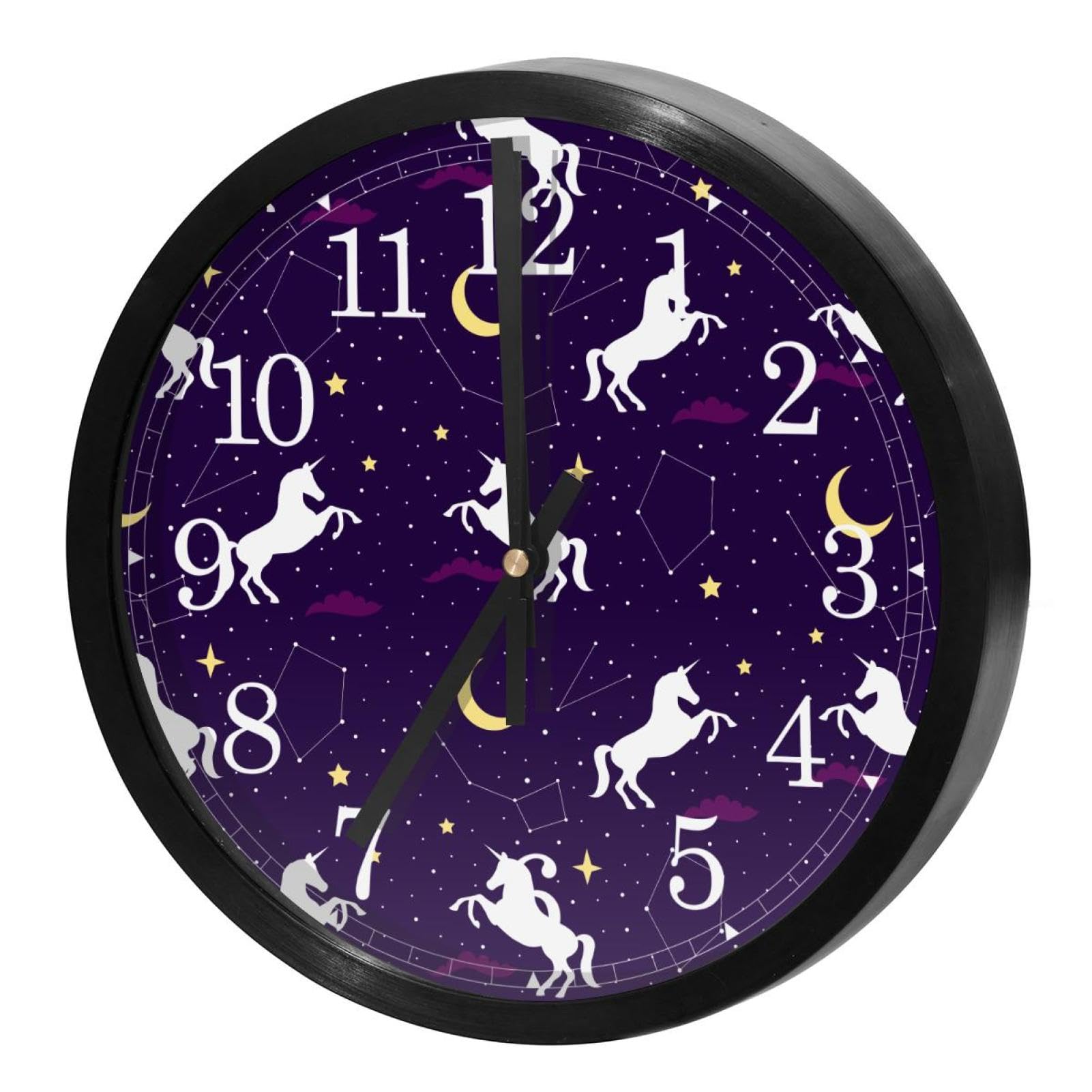 Fini le bruit avec l'horloge murale silencieuse licorne pour enfant