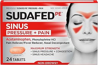 PE Sinus Pressure + Pain Relief Maximum Strength Non-Drowsy Decongestant, 24 ct