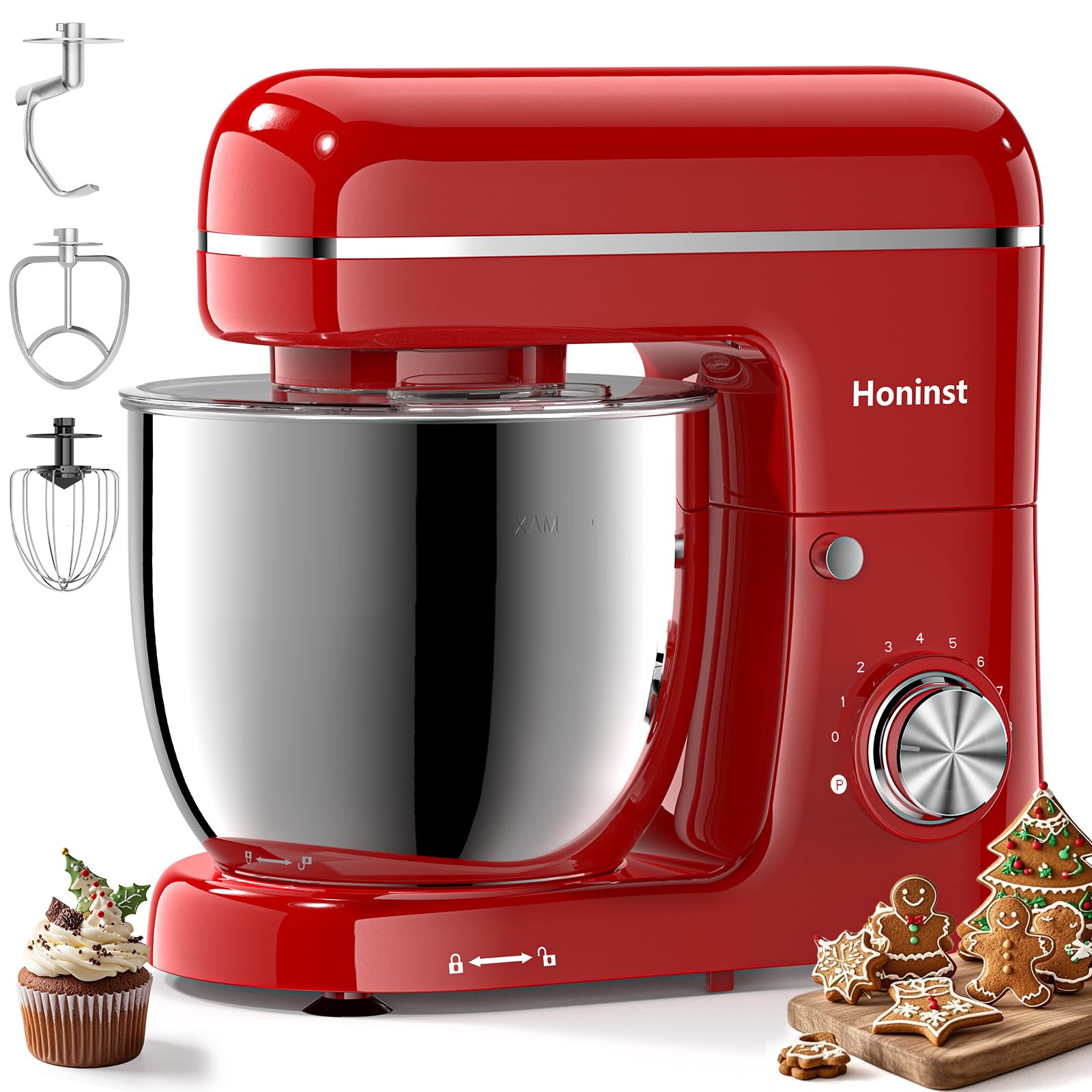 Honinst Stand Mixer, 3-In-1 8-Speed 660W 6.5QT