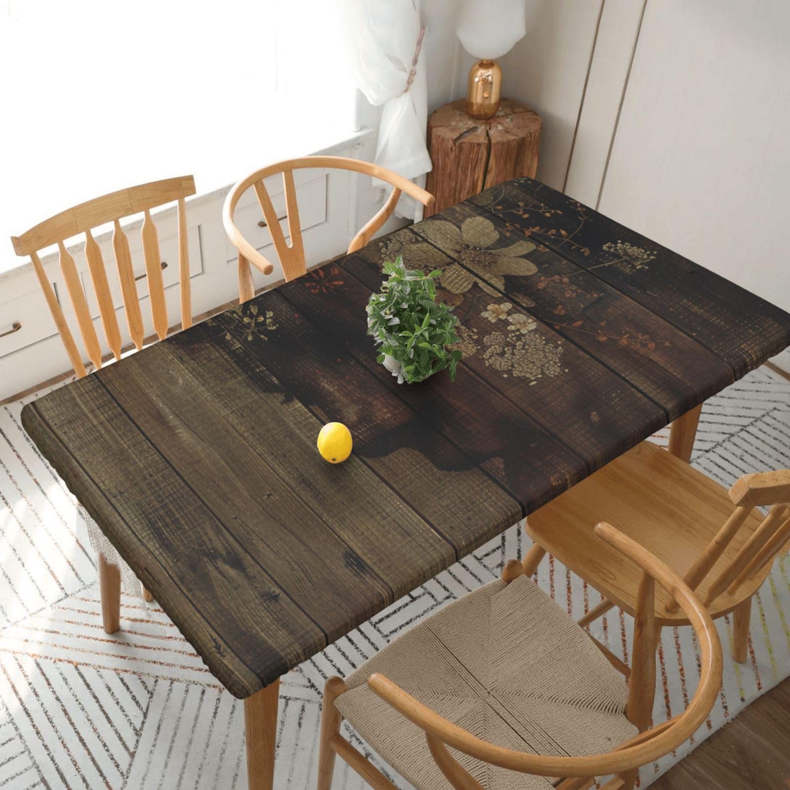 WPKJU Board Printed Tablecloths 5ft Rectangular Table Covers Washable Polyester Decorative Table Cloth for Dining Table Picnic Wedding