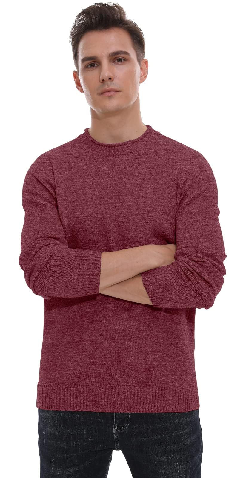 Sailwind Uomo Maglione Nero Girocollo Maglieria in Lana Vintage per Uomo Maglione Classico Caldo
