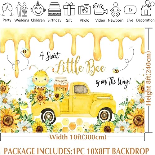 Miniatura 9 de Avezano Fondo de baby shower con diseño de abeja dulce para niñas, diseño de abeja, baby shower, girasol, flor dulce como puede abeja, decoración de