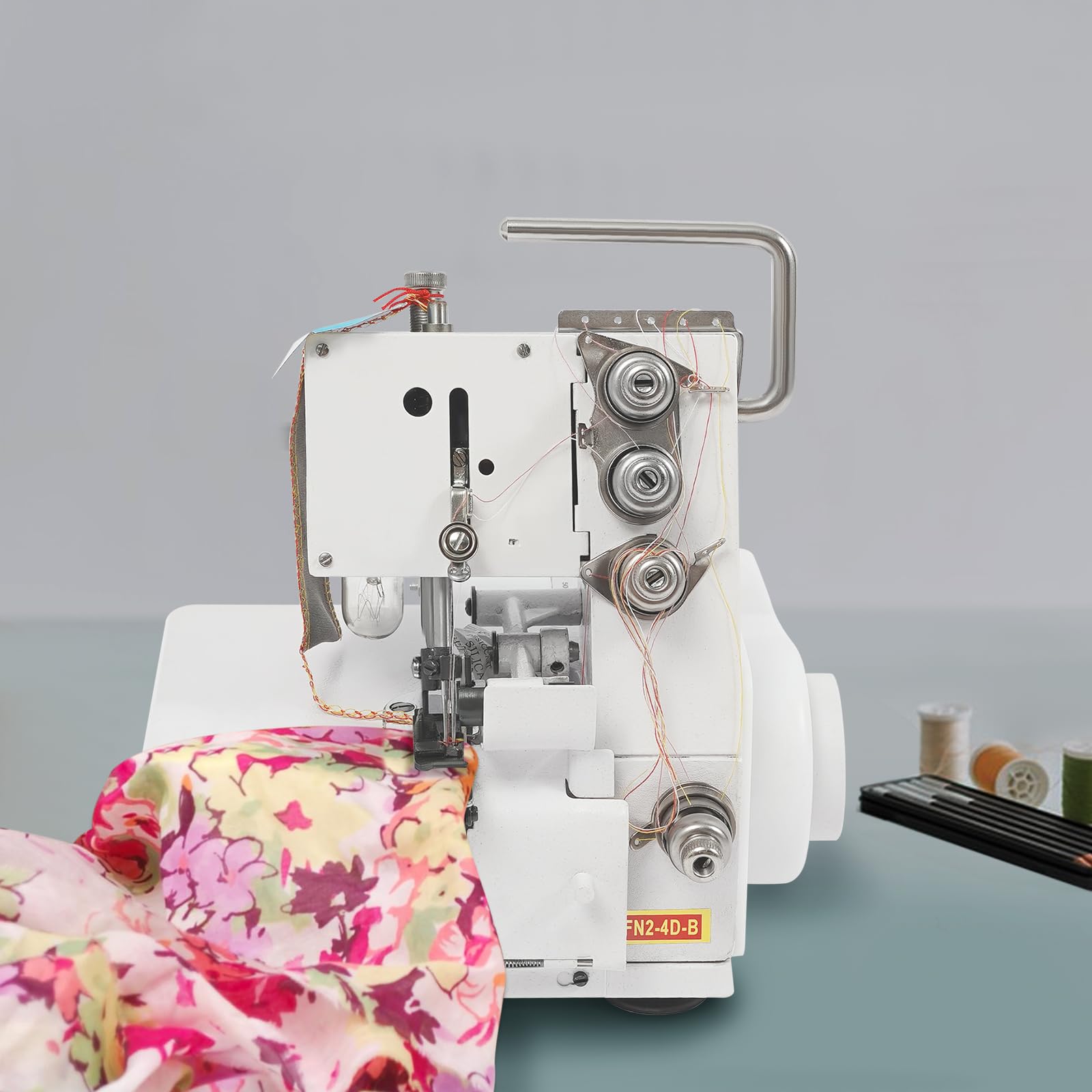 Máquina remalladora Profesional de 4 Hilos, remalladora de 100 W con Pedal, 1200 SPM, para Coser Camisetas y suéteres de algodón.