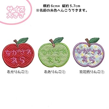 Amazon.co.jp: 【 りんご 青りんご 型 】お名前 ワッペン 刺繍