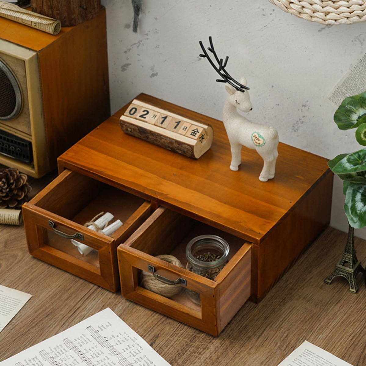 COLLBATH Ripiano Portaoggetti da Scrivania in Legno e Ferro Coffee