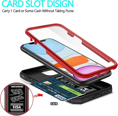 Miniatura 4 de Funda para iPhone 11, para iPhone 11 con 3 protectores de pantalla de vidrio templado, soporte de anillo integrado + cubierta de cámara, carcasa