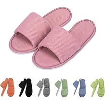 Womens Open Toe House Slippers Breathable Waffle Fabric Memory Foam