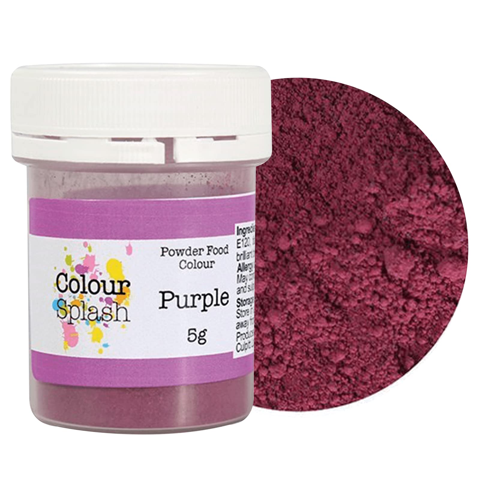 Colour Splash Food Colouring Dust, Powder Color, Edible, Matt Finish, Use on Cake Surfaces, Decorations Or Mix in Icing to Create Colourful Cakes & Bakes - Purple 5g