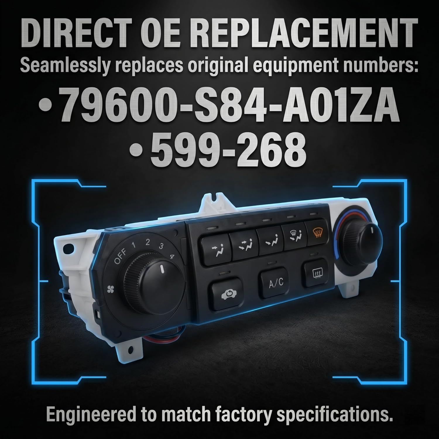 599-268 AC Heater Climate Control Module Compatible with Honda Accord 1998-2000 Odyssey 1998-2004, HVAC Panel Replacement No Programming Replaces 79600-S84-A01ZA with Pry Tool