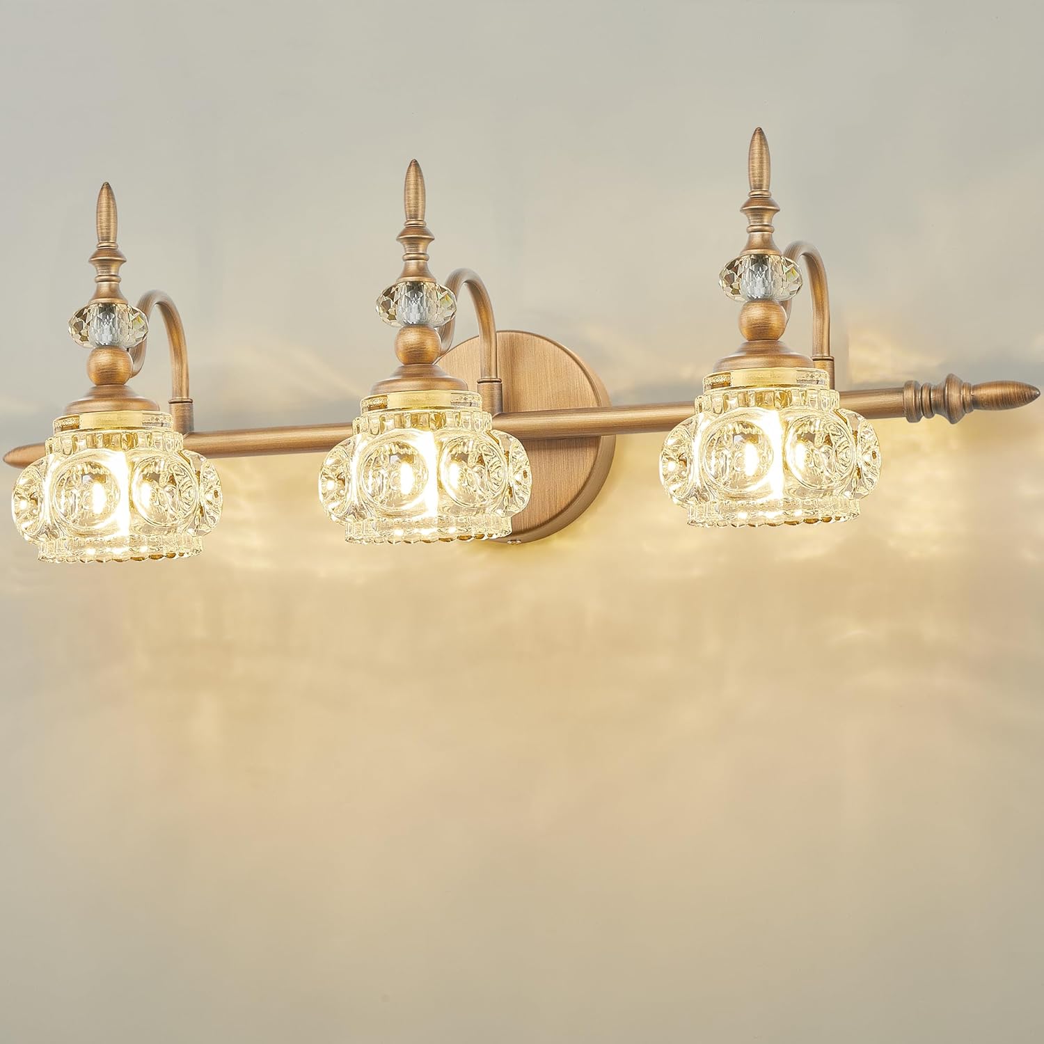 CAHOLIC Bathroom Vanity Lights, 3-Light Vintage Bathroom Light Fixtures ...
