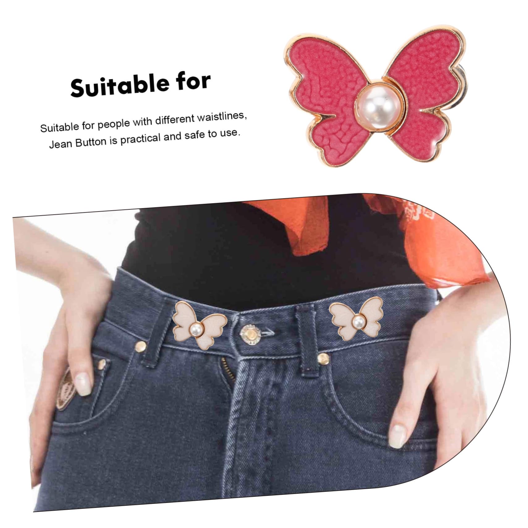 ARTIBETTER 4 Set Jeans Con Bottoni in Vita Pantaloni Stretti in Vita Pulsante Jean Indumento Cintura Tenditore Bottoni Di Fissaggio Dei Pantaloni Pulsanti Per Mestieri Lega 10 Paia*4