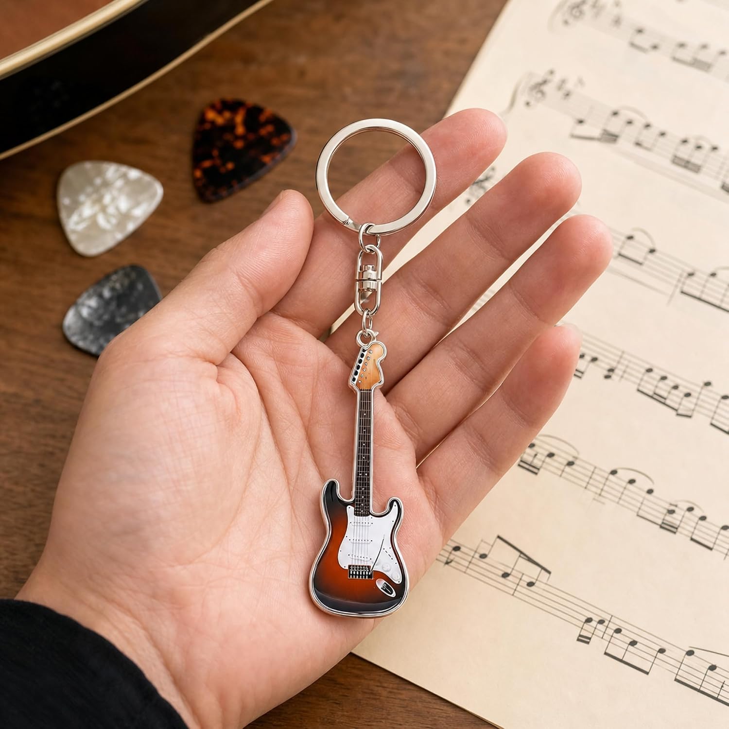 Guitar Keychain with Bottle Opener Guitar Keychain for Men Women Guitar Accessories Gifts for Guitar Lovers Dad