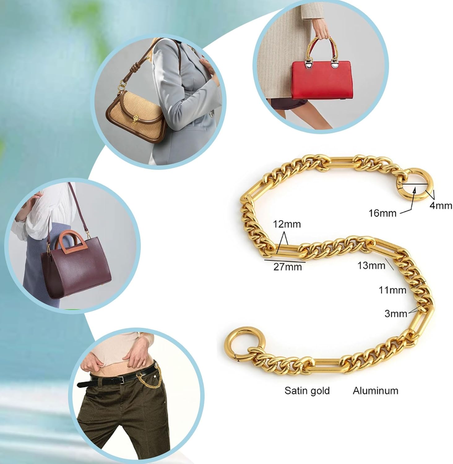 Cute Gold Wallet Chain Keychains Purse Charms Handbag Charms For Handbags Purse Accessories For Women - Image 2
