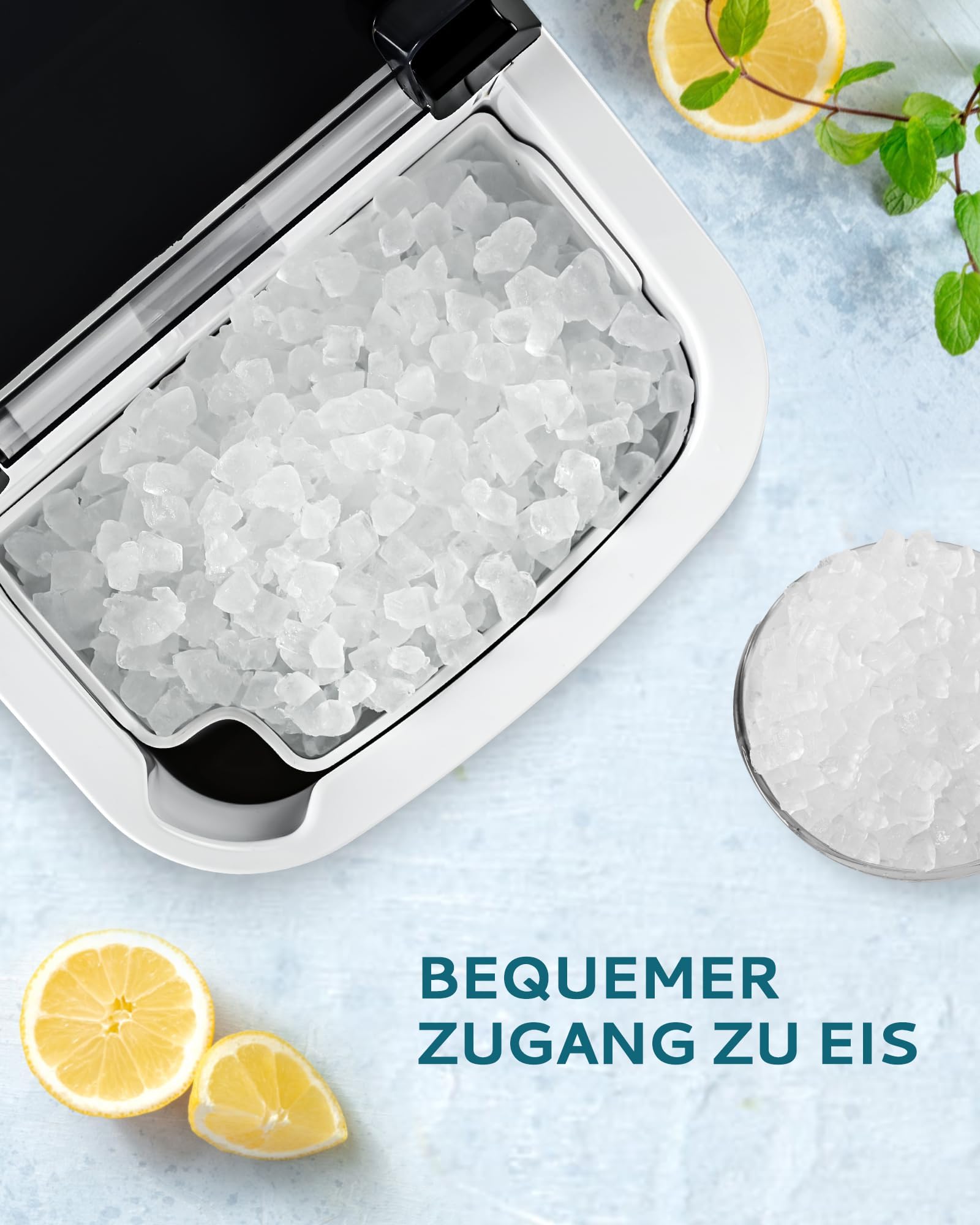 EUHOMY Macchina per cubetti di ghiaccio, 15 kg/24 h, produzione in 6 minuti, Crushed Ice Maker, Nuggets Ice, pulizia automatica, 120 W, macchina per cubetti di ghiaccio da tavolo, sensore a