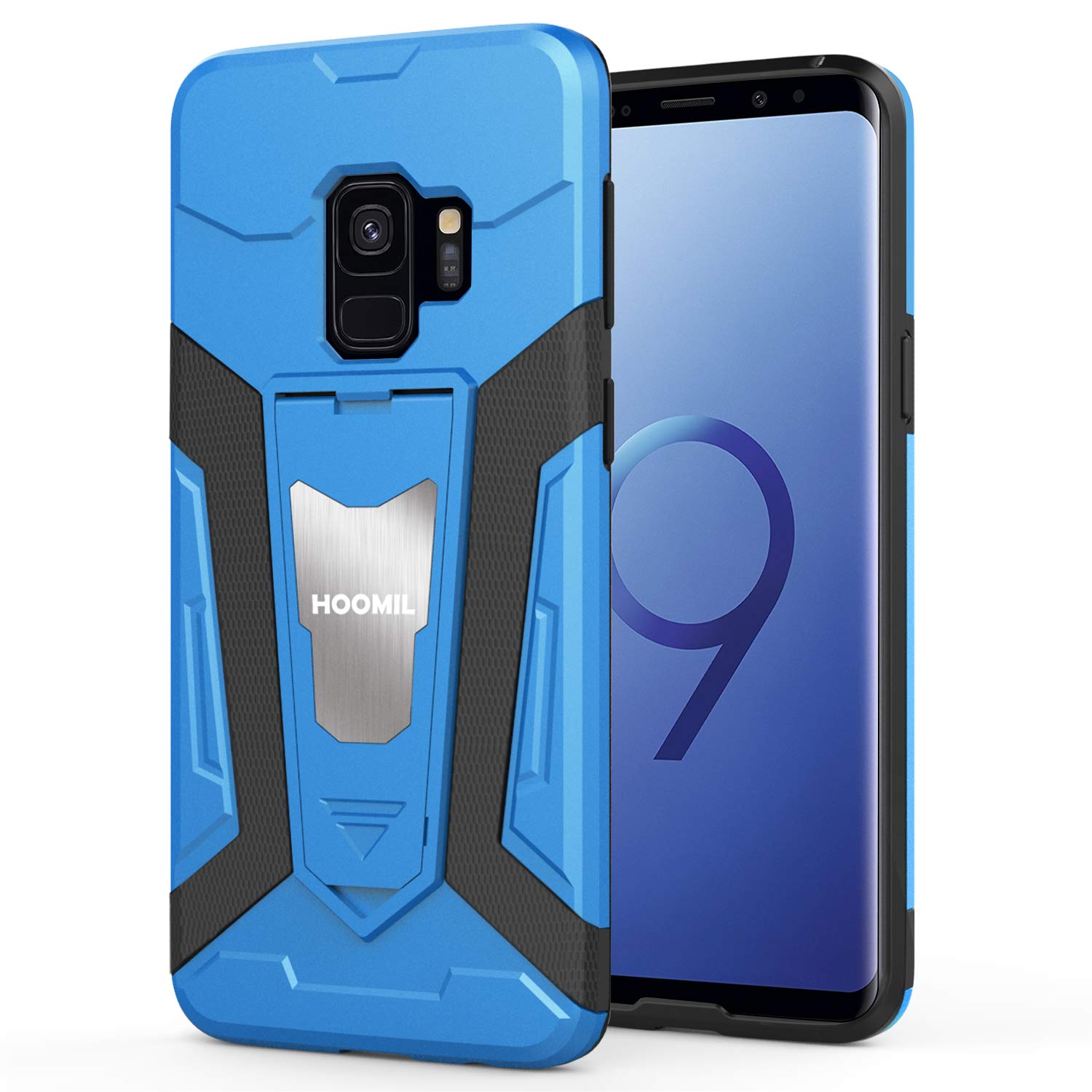 HOOMIL Samsung Galaxy S9 Case Shockproof Armor Silicone Case Cover with Kickstand (Blue)