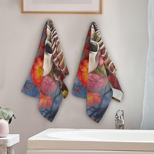 Miniatura 10 de UMIRIKO Juego de 2 toallas de baño, toallas de mano blancas y amarillas, margaritas, grises, toallas de baño, toallas absorbentes suaves para baño,