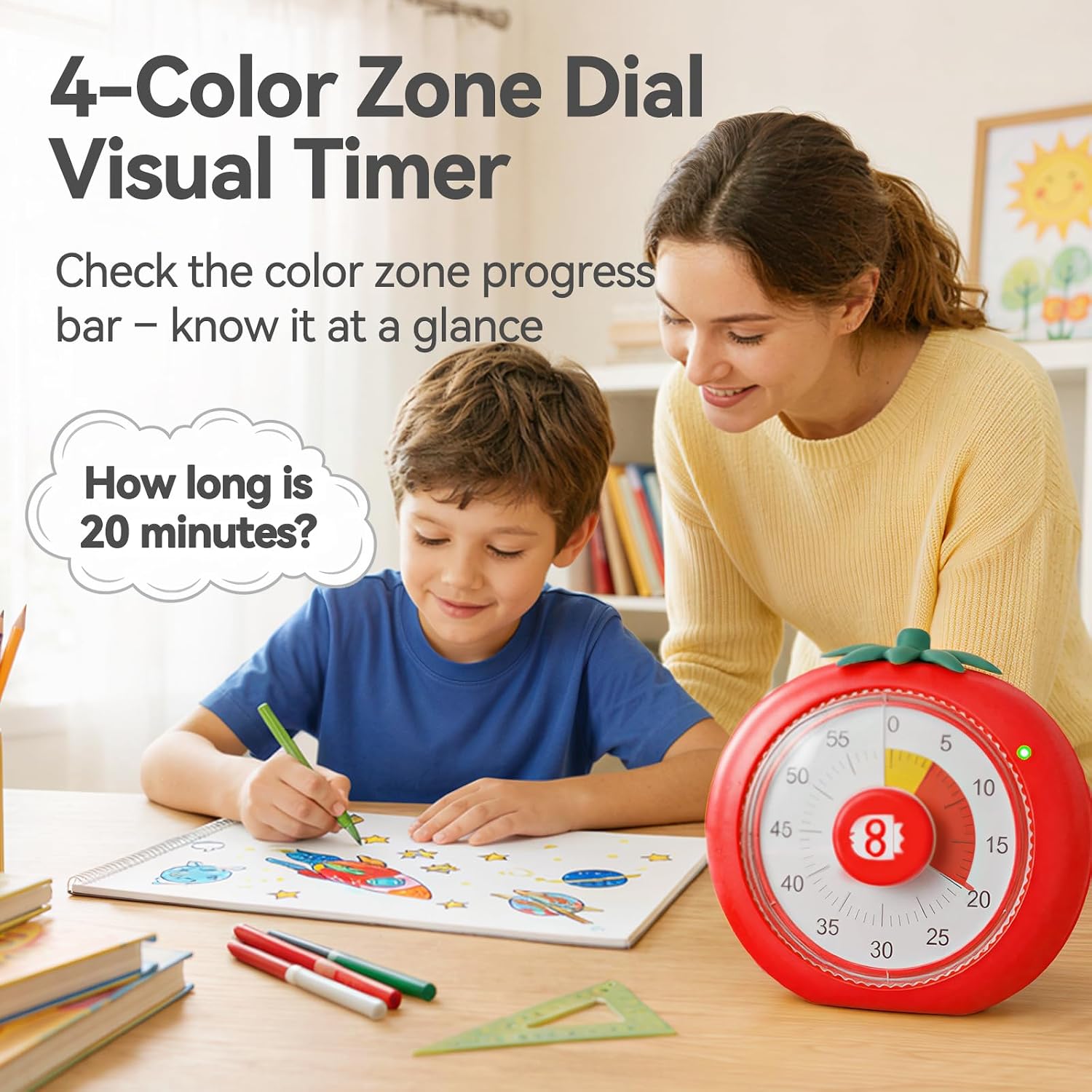 Magnetic Visual Timer, 60-Minute Countdown for Kitchen Classroom Homework