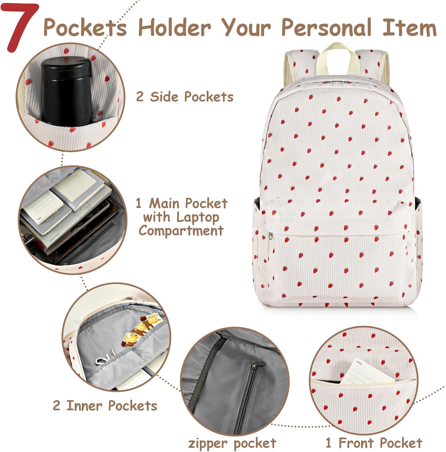 School Backpack for Teen Girls Kids Bookbag Set with Lunch Box Pencil Case 17" Large Capacity Backpack Casual Daypack - Image 4