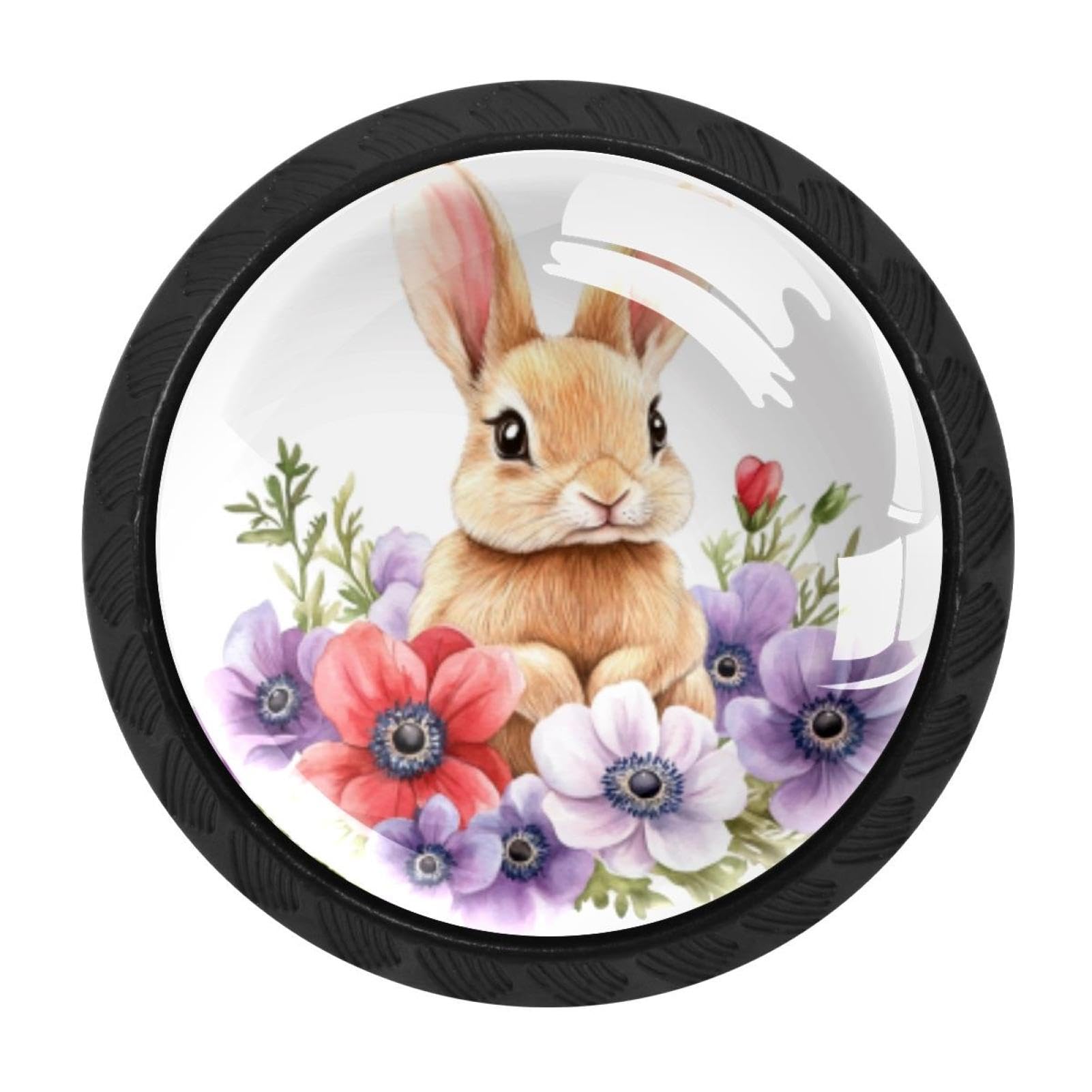 CHENZZZZ 4 Pack Black Easter Bunny Rabbit Cabinet Pulls Kitchen Cabinet Handles Ideal for Cabinet,Drawer,Cupboard and Wardrobe