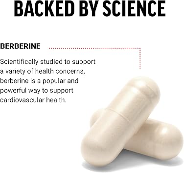 Force Factor Berberine 500mg Supplement, Cardiovascular Support Supplement, Supports Heart Health, Premium Quality, Vegan, No Gelatin, Non-GMO, 60 Vegetable Capsules
