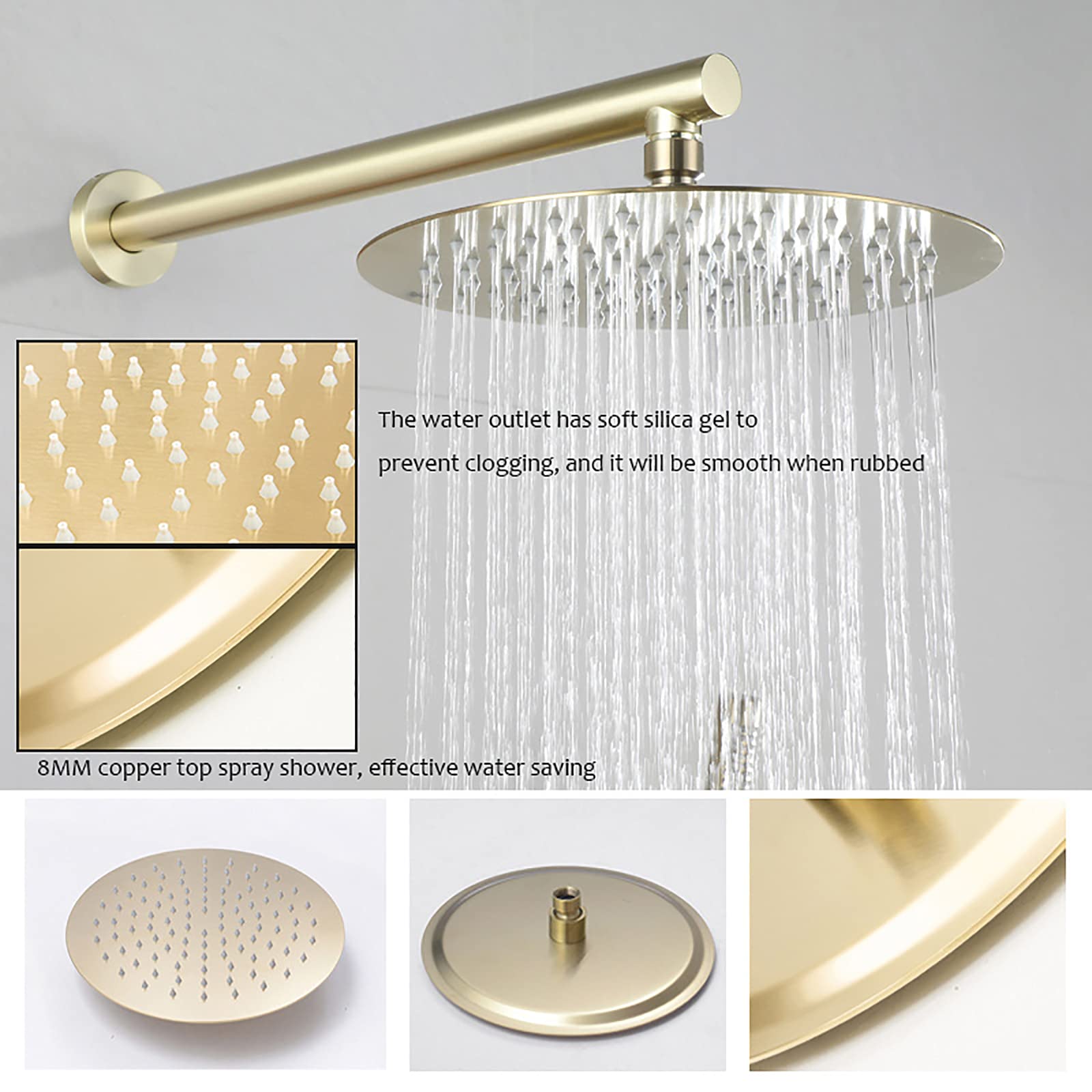 di Doccia in Oro Spazzolato Set di rubinetti con Doccia Nascosta con spruzzatore Portatile e Pioggia Doccia Combo Set di Combo a Manico Singolo e Kit di Rivestimento Doccia con Scatola incorporata,