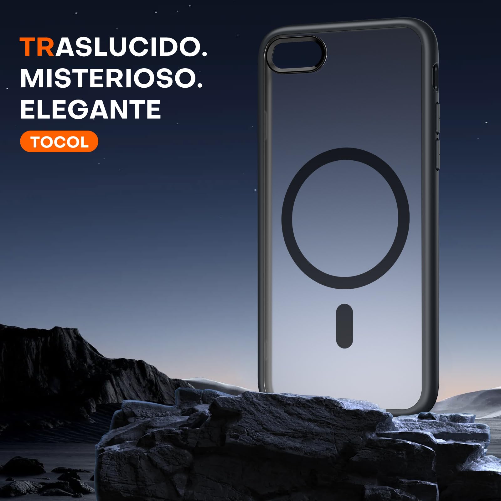 TOCOL Cover Magnetica per iPhone SE 3 2 (2022,2020), iPhone 8 7 4,7 Pollic, Compatibile con MagSafe, Custodia Antiurto Traslucida Opaca, Nero