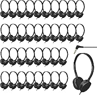 ZHENWAY 36 Pack Bulk Classroom Headphones - Durable Wired On-Ear Headsets for Kids Students Adults, Adjustable Safe 85dB
