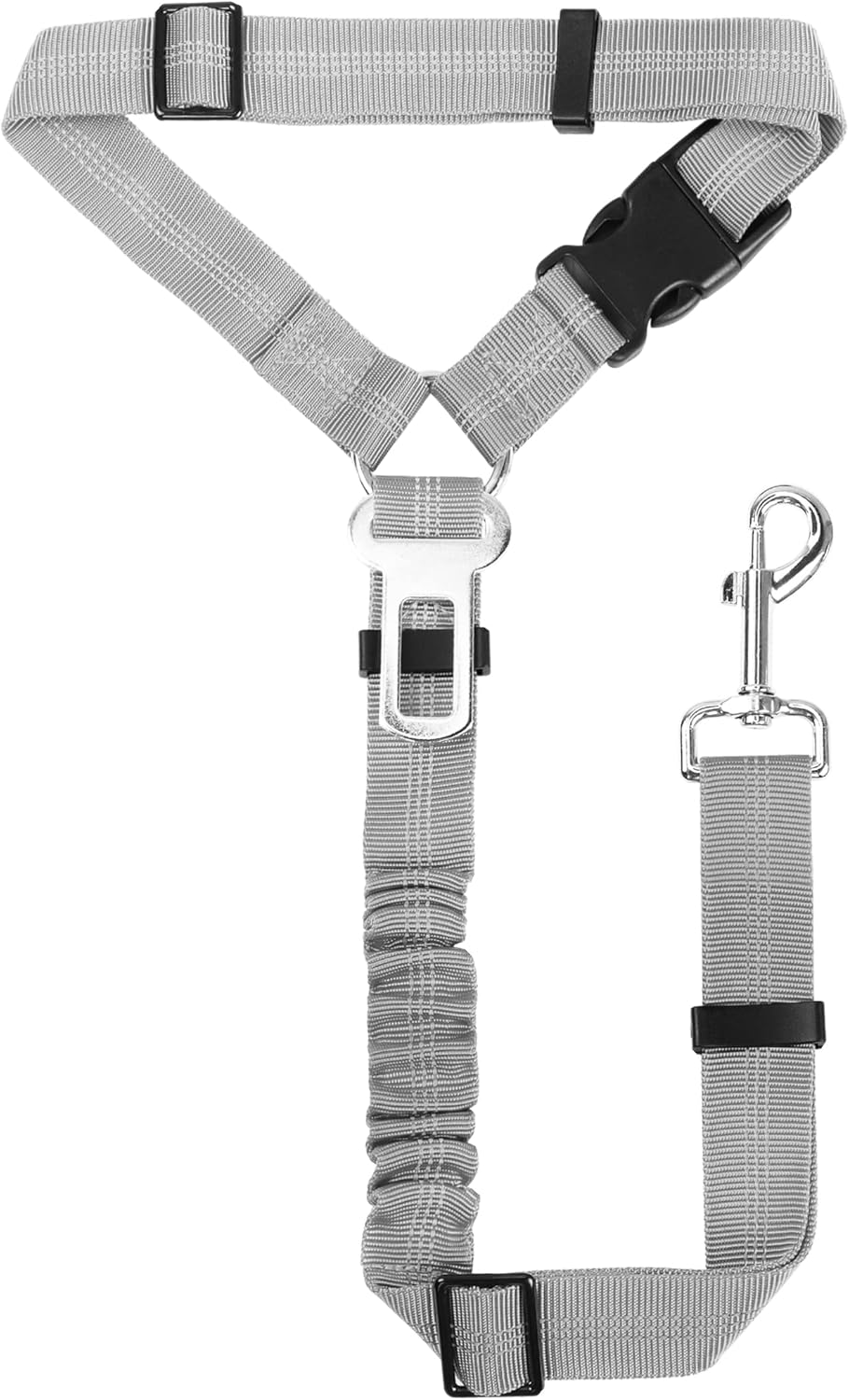 Dog Car Seat Belt, Restraint Adjustable with Elastic Bungee Buffer