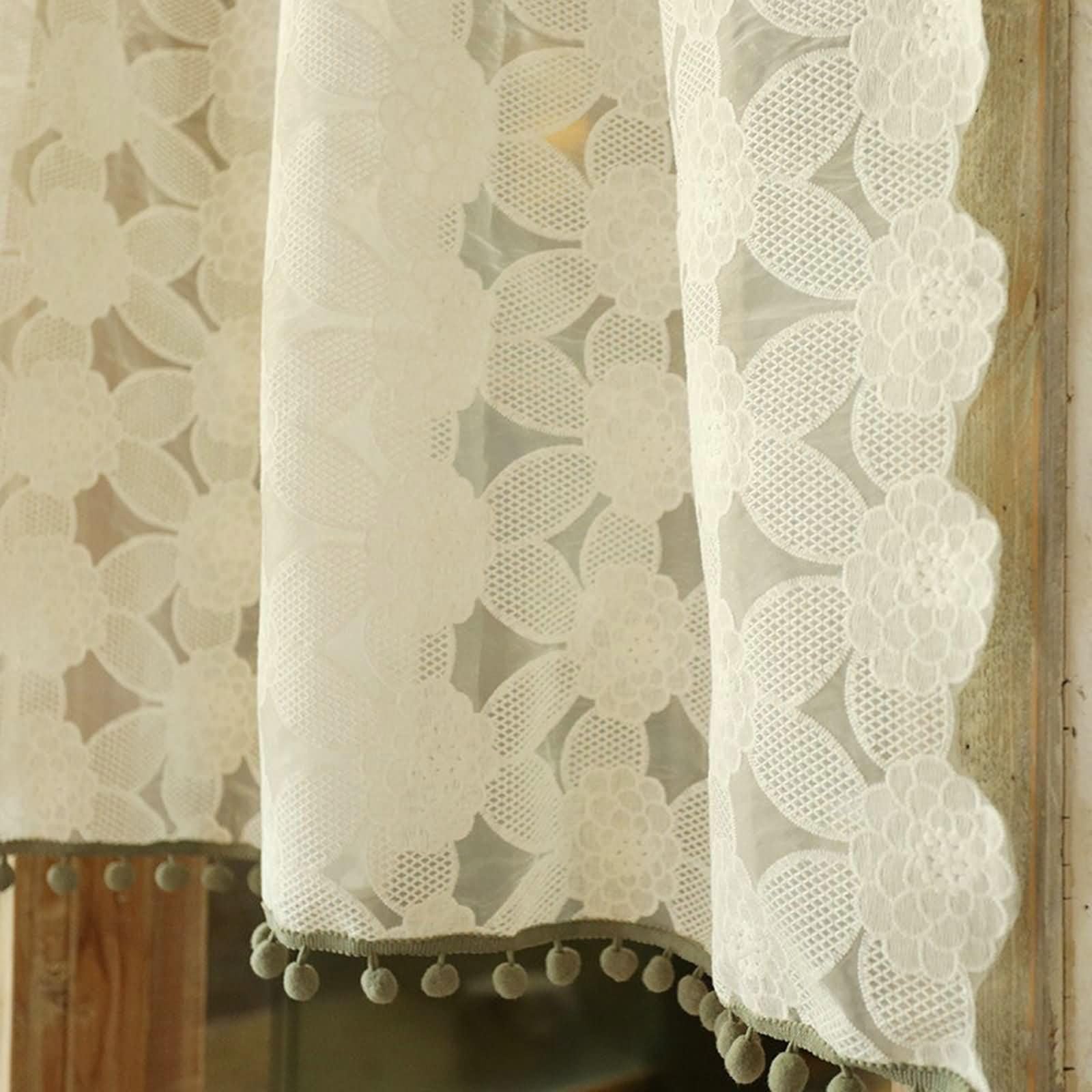 Tenda corta in stile rustico, 1 pezzo, larghezza 125 cm, tasca per bastone