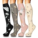 4 Pairs Compression Socks for Women Circulation-Best Support for Nurses,Running,Athletic,Travel L-XL