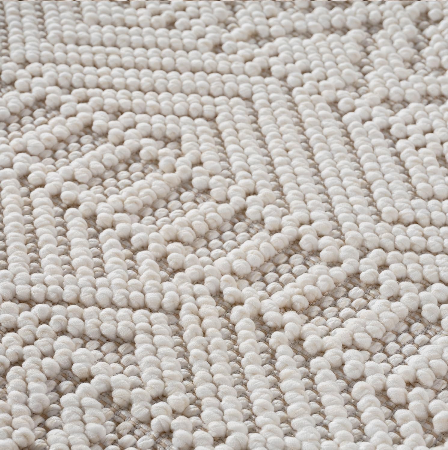 Carpetsale24 Teppich 200x290 cm Creme Vintage Design Bouclé Schlingenflor Skandi Stil Modern Weich Strapazierfähig Pflegeleicht großer Teppich für Wohnzimmer Esszimmer Schlafzimmer