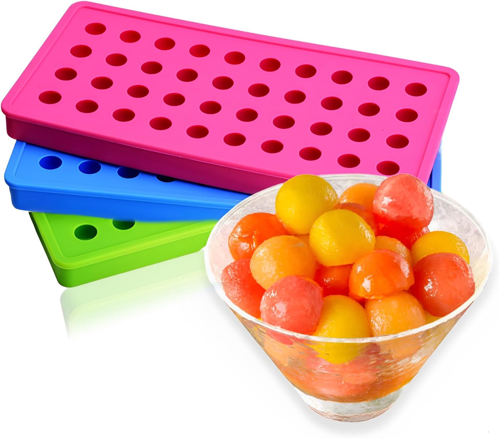 Yesland 3 Pack Mini Ice Ball Molds, 120-Cavity Mini Round Silicone Mold/Chocolate Drops Mold, Perefect for Candy, Pudding, Jelly, Milk, Juice, Cocktails & Whiskey Particles