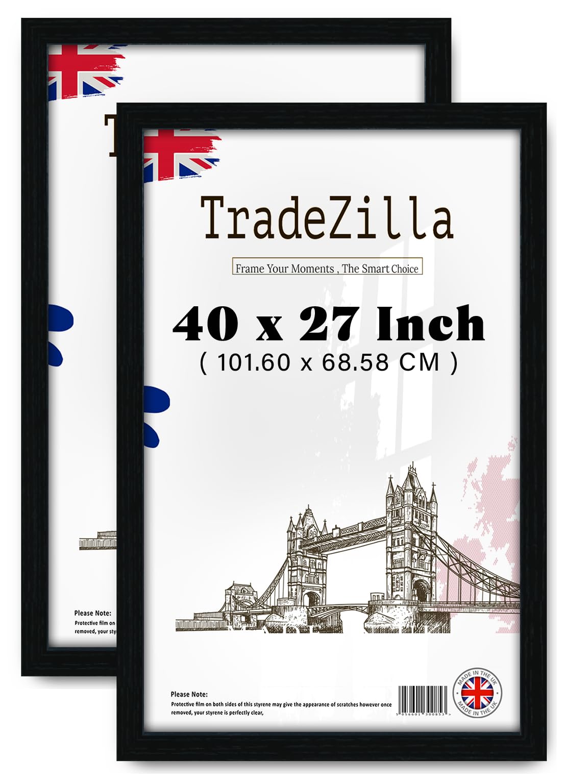 TradeZilla pack of 2 Exquisite Strong 40 Inch x 27 Inch Poster Black Frame |Art, Document, Certificate, canvas, for Wall Gallery (101.60 x 68.58 CM) [ Black ]
