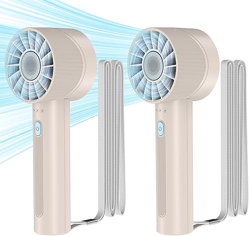 Miniatura 9 de Ventilador de mano portátil, recargable, mini ventilador personal, 4 velocidades, batería USB, pequeño ventilador de alta velocidad, para 2 Pcs