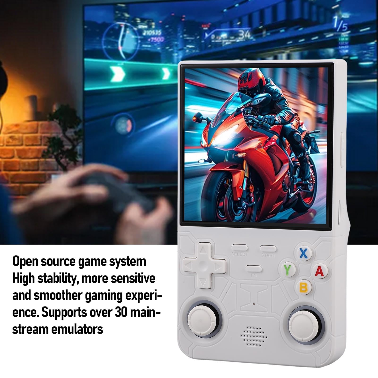 VBESTLIFE Tragbarer Videospielspieler, 10 -stündige Akkulaufzeit mit 3500 -mAh -Kapazität, 8 GB ROM Erweitert auf 256 GB für Klassische Retro -Spiele (128G)