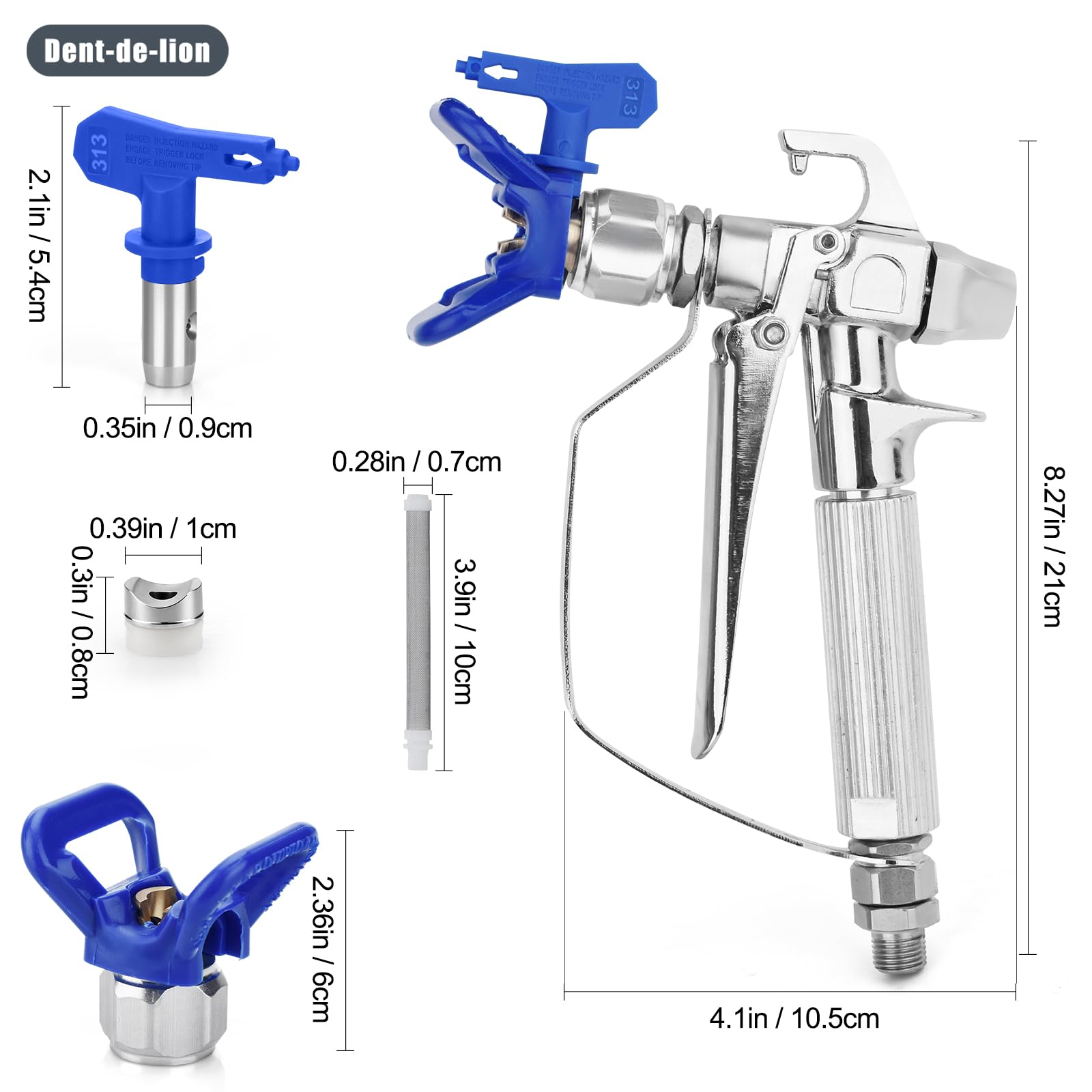 Airless Pistolet Peinture Haute Pression 3600 PSI,5 Pièces Pistolet Filtre,5 Pièces Buse d'embout De Airless Peinture,1 Support de Buse