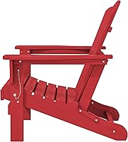 Vista 108 de KINGYES - Silla Adirondack plegable, sillas de patio de polietileno de alta densidad para todo tipo de clima, silla de césped con textura de madera