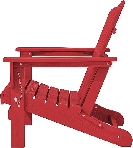 Vista 222 de KINGYES - Silla Adirondack plegable, sillas de patio de polietileno de alta densidad para todo tipo de clima, silla de césped con textura de madera