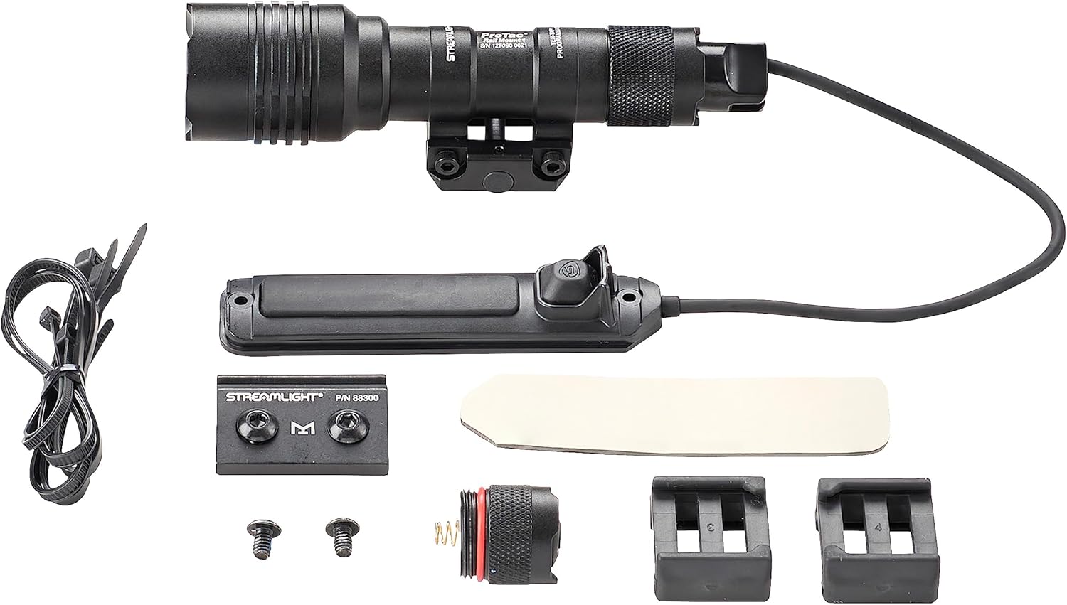 Streamlight 88058 ProTac Rail Mount 1 350-Lumen Multi-Fuel Weapon Light with CR123A Batteries and Remote Pressure Switch, Tail Switch, Clips, Black, Box