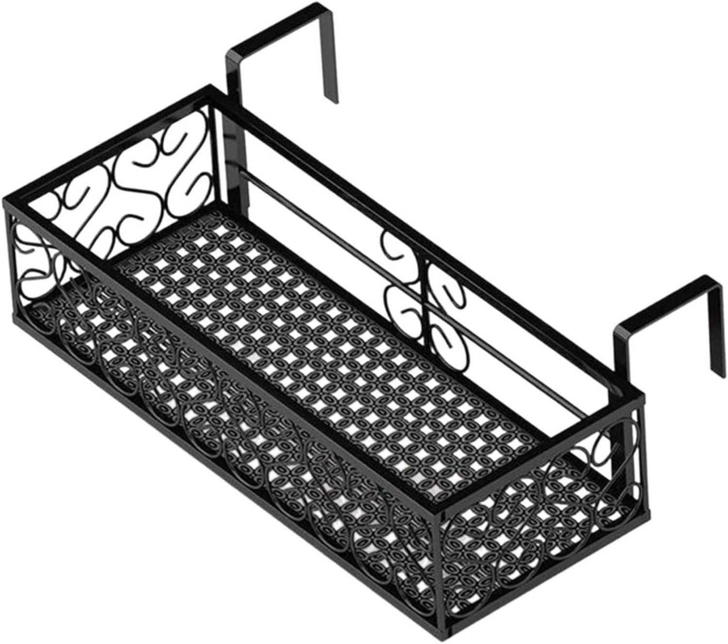 Wiszący kosz na kwiaty na poręcz balkonu półka okienna kwietnik ze stelażem montaż na barierkę donica wisząca na balustradę ogrodową, 50cm, 50cm