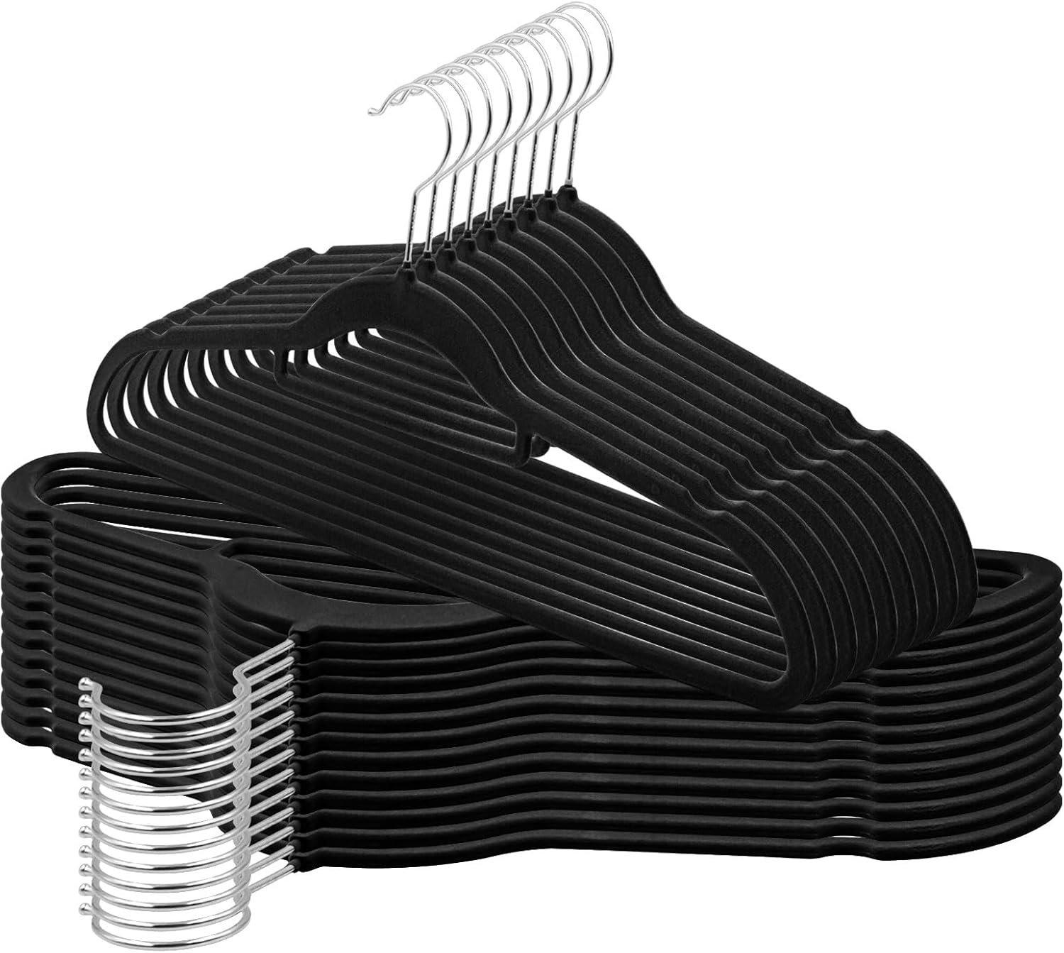 opaprain Black Velvet Hangers 50 Pack, NonSlip and Heavy