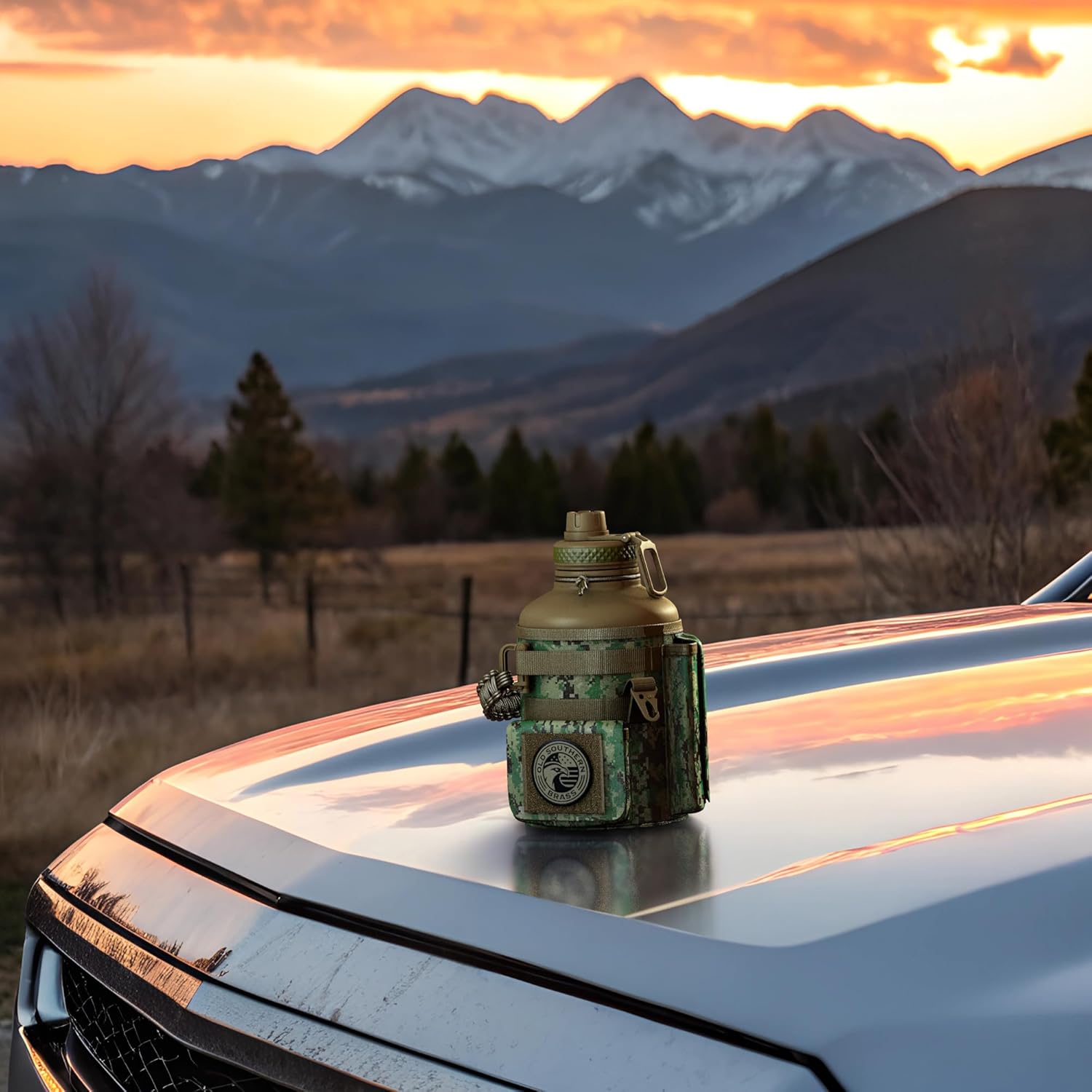 Combat Canteen - 64oz Insulated Water Bottle with Paracord Handle, Stainless Steel Water Jug with Rugged Pockets for Keys, Wallet & Phone - Green Digital - Image 7