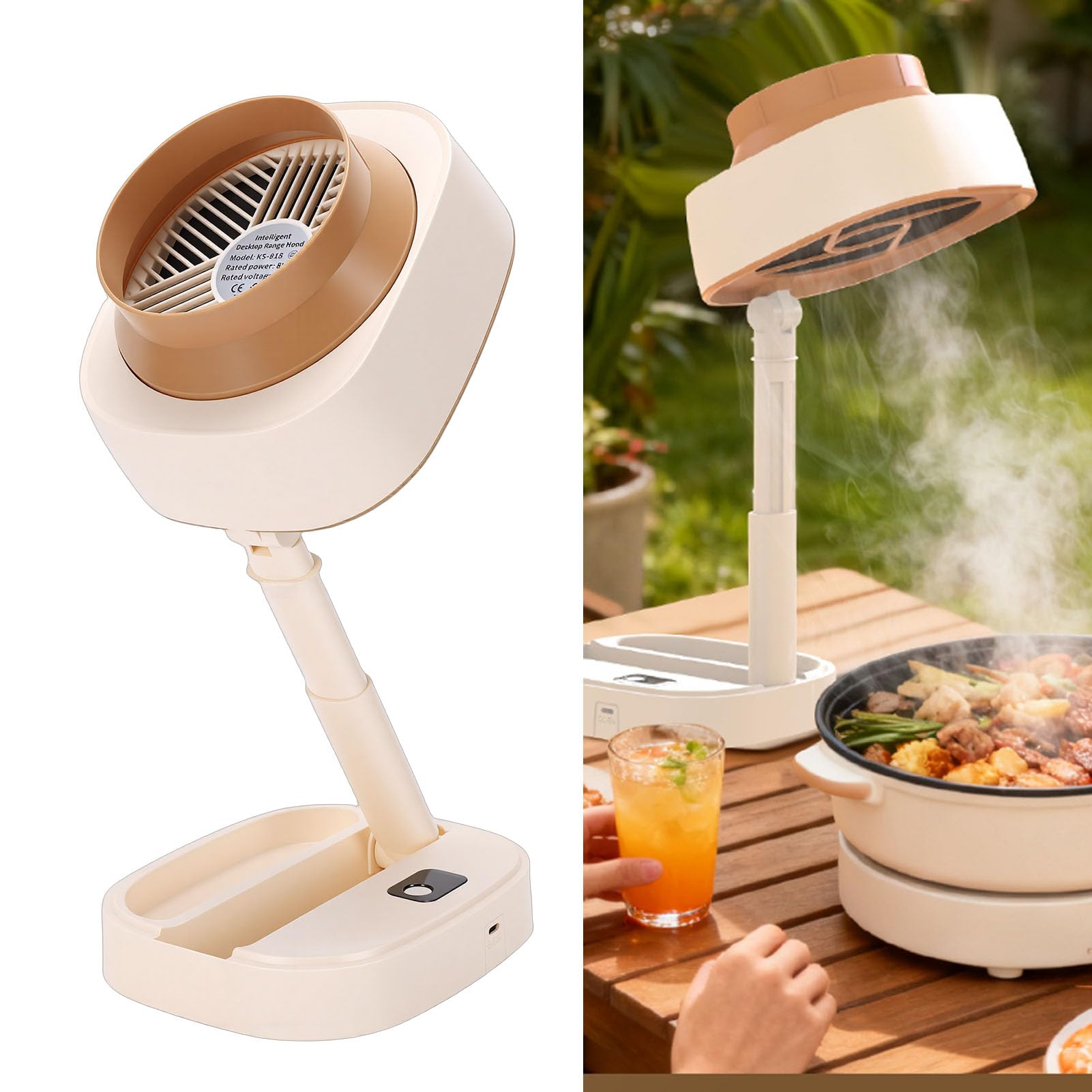 Chrees Extractor de Cocina de Escritorio Compacto, Campana Extractora Portátil Ligera para Uso en Interiores y Exteriores
