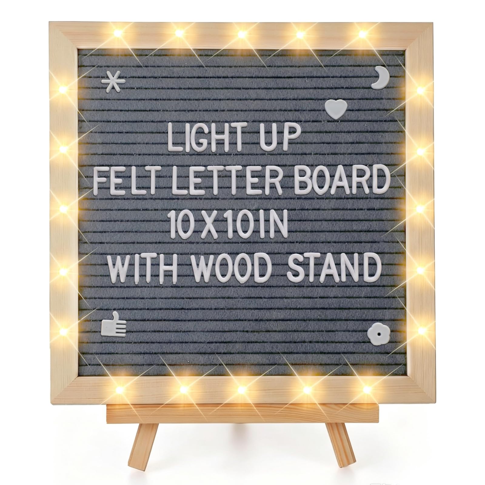 10"×10" Felt Letter Board with LED Lights &amp; Stand for Halloween Party Decor