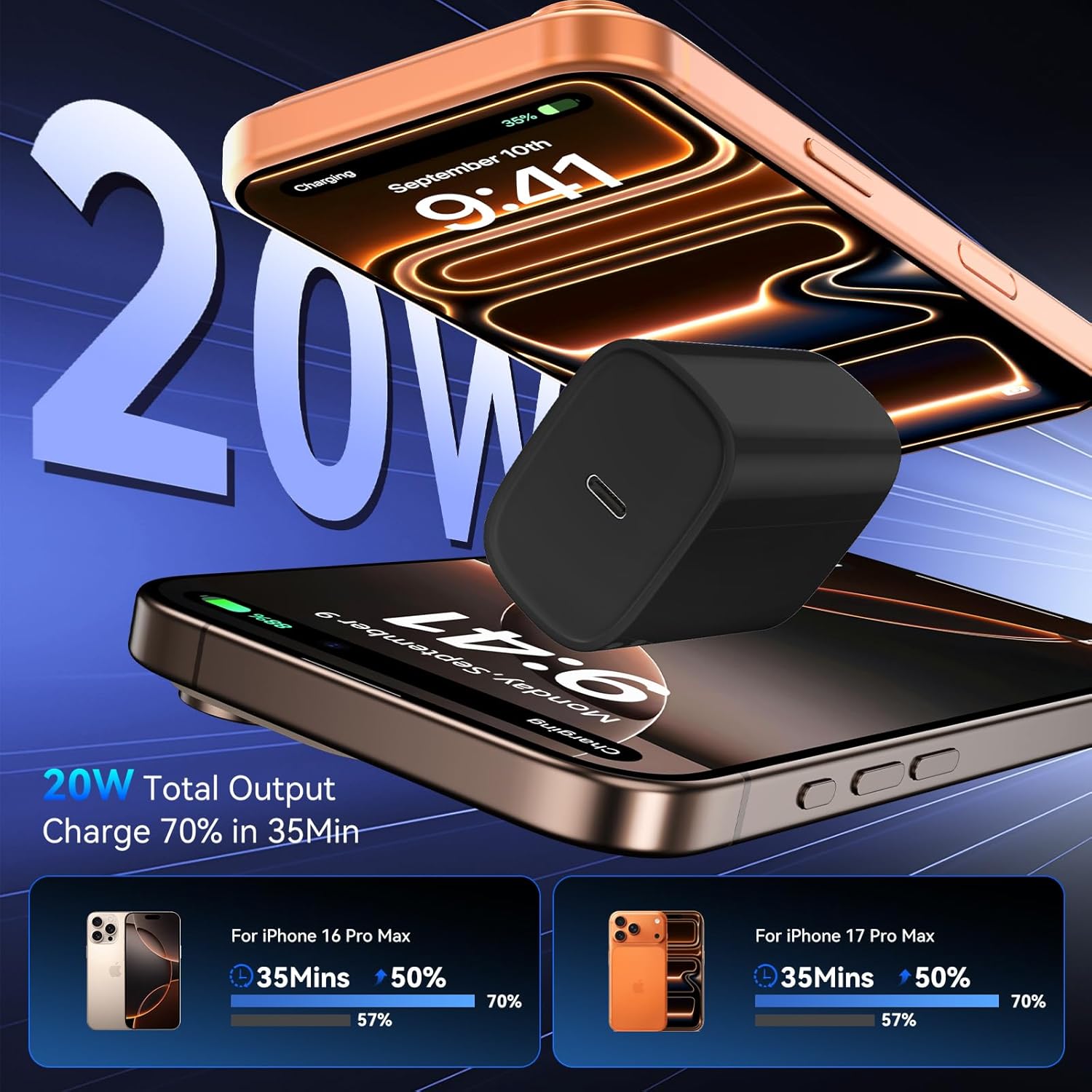 Phone 17 16 15 Pro Charger Fast Charging, 20W USB C Fast Charger Block with 10FT Long Type C Chargers Fast Charging Cable Cord for Phone 17/17 Pro/17 Pro Max/Air/16 Pro Max/16 Pro/15Pro Max/Pro, S24 3 71GbhdvUfVL. AC SL1500