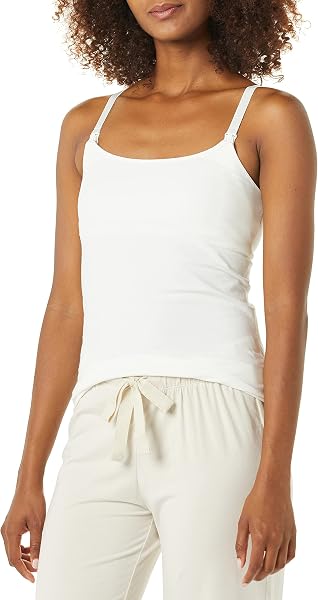 Amazon Essentials Women's Maternity Nursing Friendly Camisole with Adjustable Straps and Built-in Shelf Bra, Pack of 2 - 2
