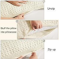 Vista 114 de PHF Fundas de almohada 100% algodón con tejido de gofre de 24 x 24 pulgadas, paquete de 2 fundas cuadradas para decoración elegante del hogar, sin